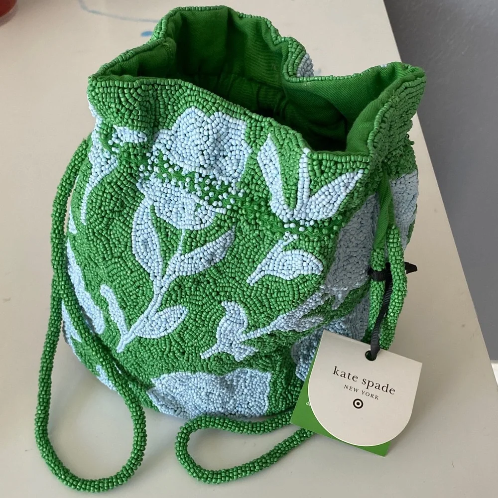 Kate Spade / Kate Spade X Target Beaded Classic Rose Drawstring Bucket Bag NWT - Picture 10 of 10